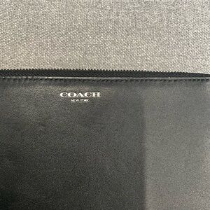 Coach Black Leather Wallet with Zipper Closure